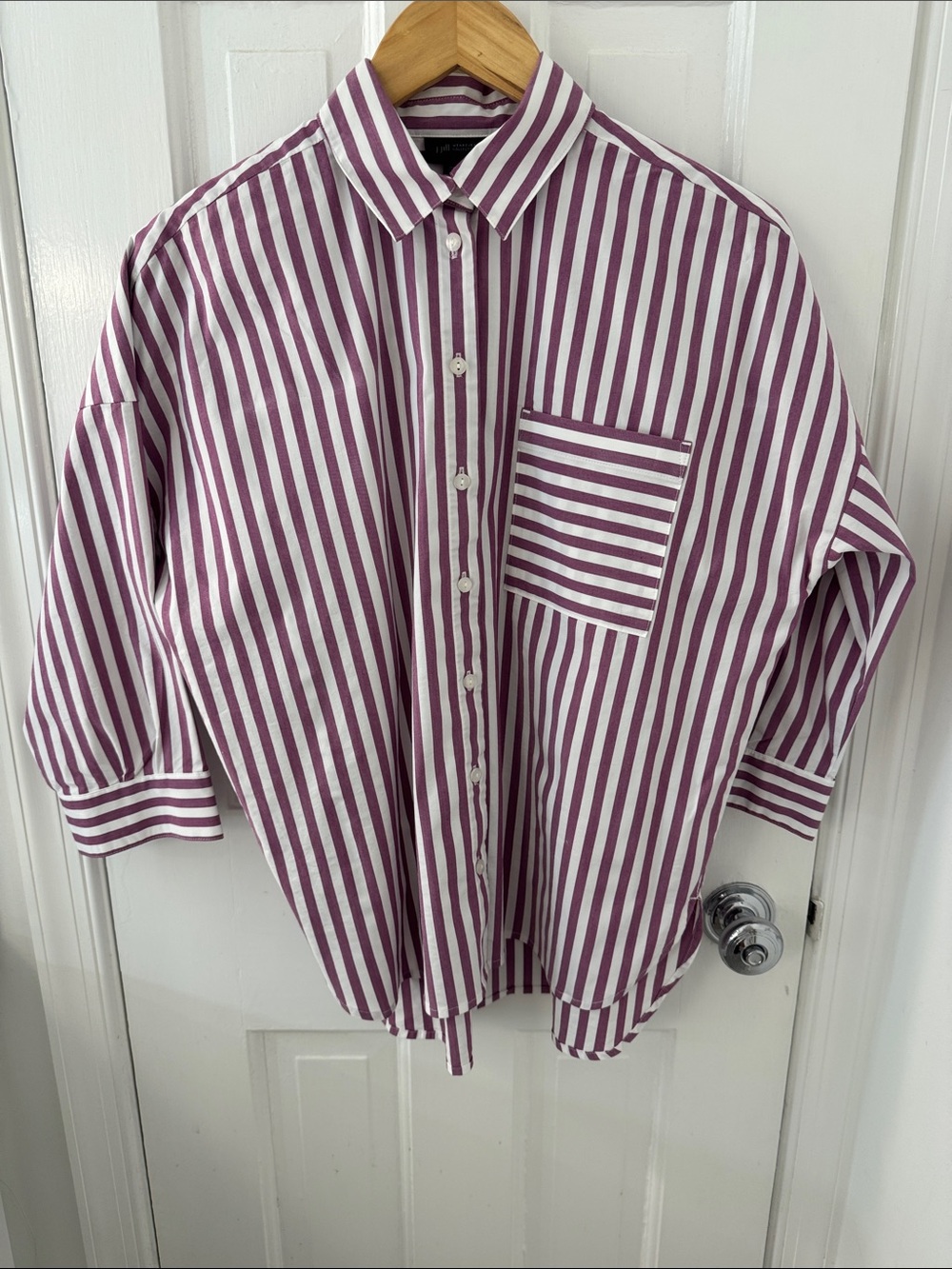 J. Jill women’s  Mauve and White Striped Button-Up Shirt